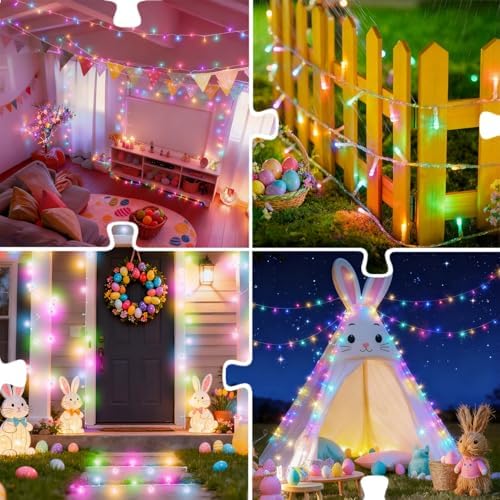 LJLNION 300 LED Easter String Lights, Extra Long 98.5FT Fairy Lights Outdoor Indoor, 8 Lighting Modes, Plug in Waterproof for Patio Garland Party Bedroom Garden Spring Decorations (Pastel Multicolor) - Image 2