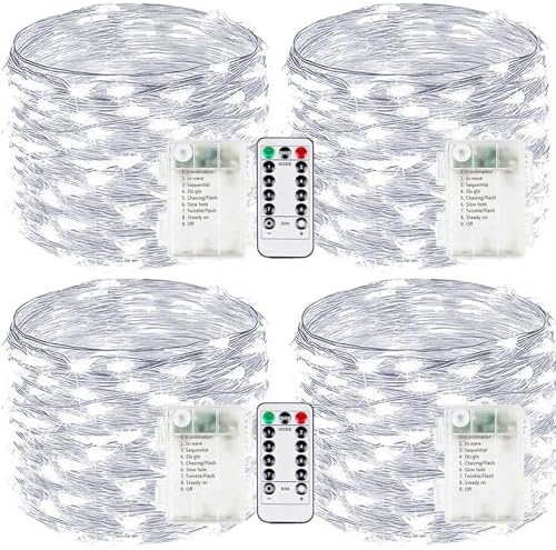 4 Pack Fairy Lights Battery Operated Battery String Light Remote Cool White by EXF