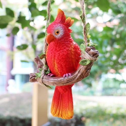 Hanging Parrot Garden Decor Tropical Patio Tree Plant Decor by XKFLAUHM