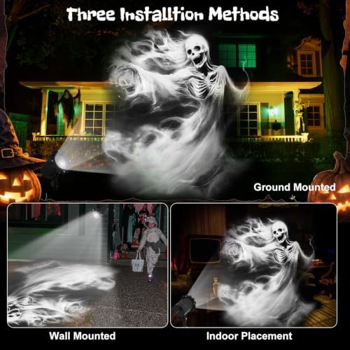 Treela Halloween Projector Light Outdoor Ghost Decorations, White - Image 6