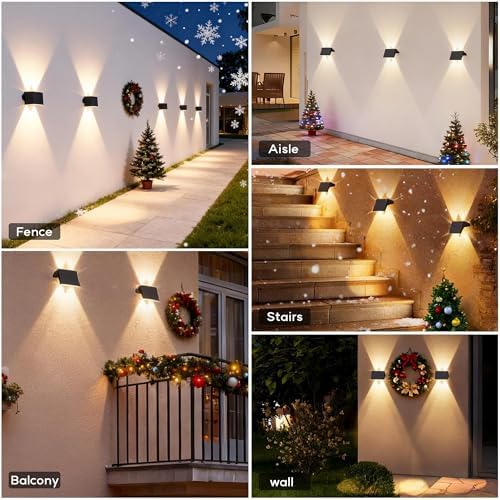 Solar Lights Outdoor Waterproof IP67, WarmWhite Solar Wall Lights Outdoor with Flexible Up and Down, Fence Lights Solar Powered Dusk to Dawn for Patio, House, Garage, Porch, Garden, Door (6 Pack) - Image 6