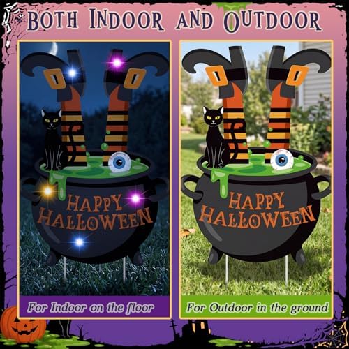 RattanView 3 Pcs Halloween Lighted Witch Legs Outdoor Decor with Stakes - Image 5