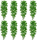BLEUM CADE 8Pcs Fake Hanging Plants, 9 Branch Artificial Hanging Plant, Lush Faux Pothos Vines for Home Room Wall Shelf Porch Outdoor Indoor Decor (No Baskets) by BLEUMCADE