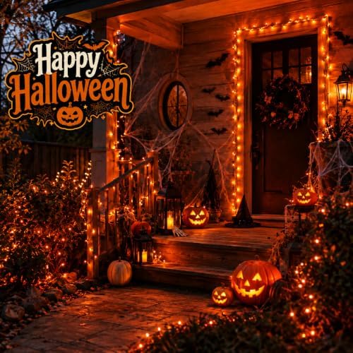 Hopolon Mini Orange Halloween Lights, 2PACK Total 100Count 26FT,Green Wire - Image 3