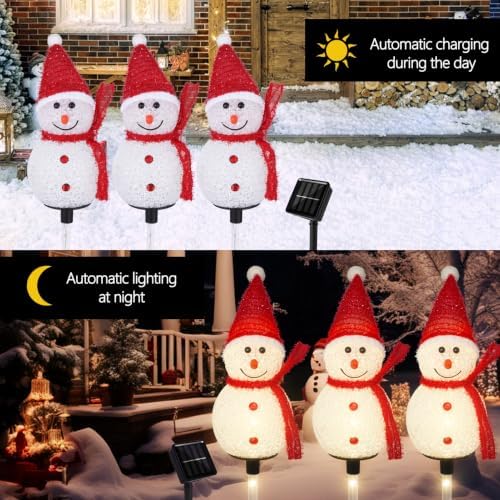 Solar Christmas Snowman Pathway Lights Outdoor Decoration, 6 Pack - Image 3