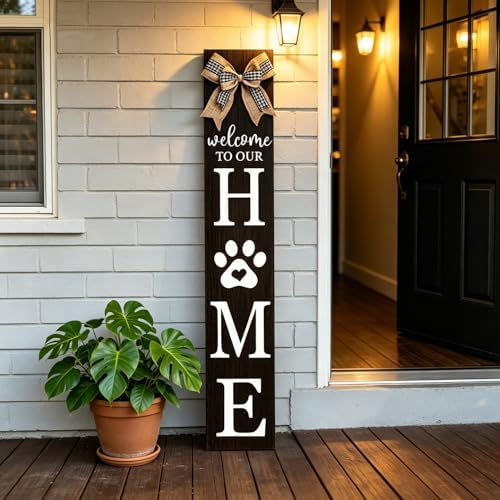 Foutcheou Welcome to Our Home Front Door Sign, 47"X8", Black - Image 3