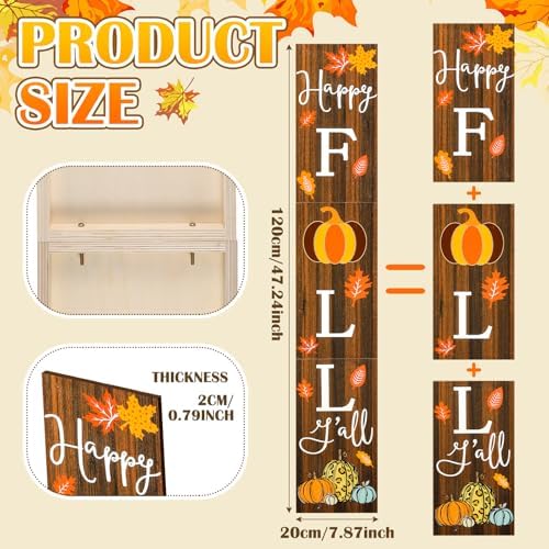 Yerliker Fall Porch Sign Outdoor Decor 47" Large Welcome Decoration - Image 3