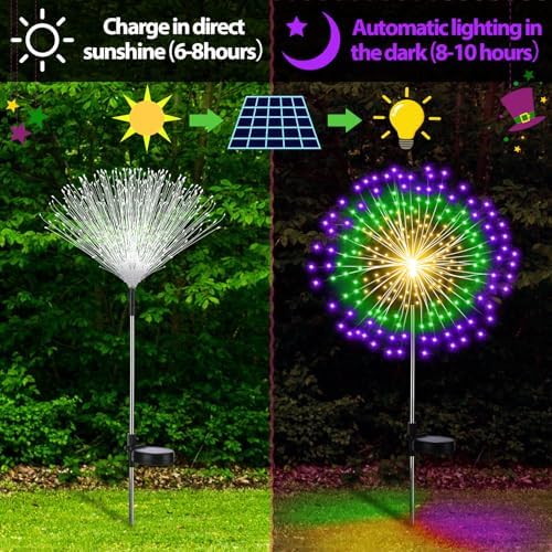 Tujoe 4 Pack Halloween Outdoor Garden Decoration Solar Firework Lights - Image 3