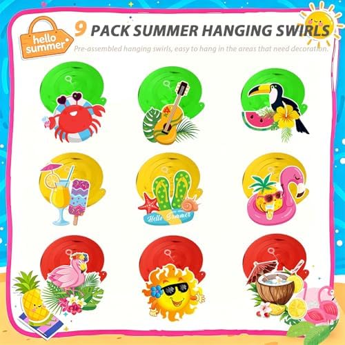 Hello Summer Party Decorations with Lantern & Swirls Beach Pool Party Decor - Image 6