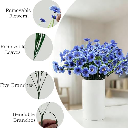 20 Bundles Artificial Flowers for Outdoors,UV Resistant Fake Flowers with Plastic Plants,Silk Faux Fowers for Outdoor Planters,Fake Realistic Flowers Window Box Front Porch Hanging Basket Decor-Blue - Image 6