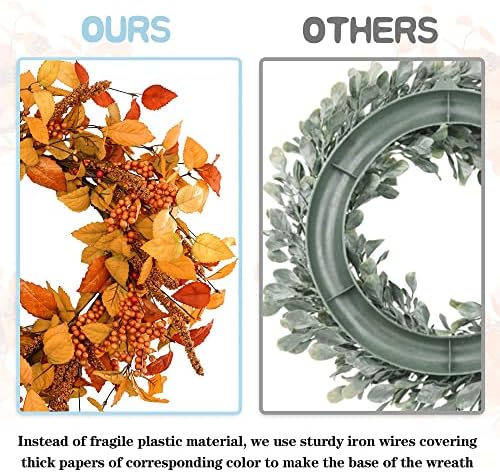 YNYLCHMX 20" Fall Wreath for Front Door, Eucalyptus and Sorghum Decor - Image 6