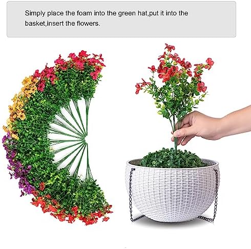 HyeFlora Artificial Faux Hanging Plants Flowers Basket for Outdoor Outside Spring Summer Decoration, Fake Silk UV Sun Resistant Realistic Colorful Daisy for Porch Patio Balcony Home - Image 4