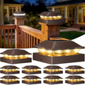 Peasur 4x4 Solar Post Cap Light 10 Pack, 2 Modes 16 LED Fence Deck Post Lights Waterproof, Black Post Lights Solar Powered Outdoor, Fit 4x4, 3.5x3.5 Wood/Vinyl Posts for Porch Fence by Peasur