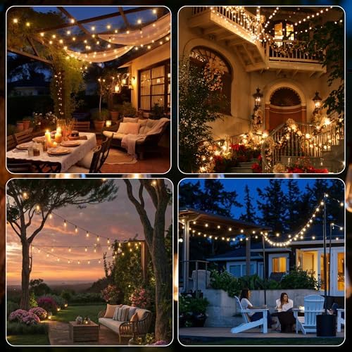 100FT Outdoor String Lights with Remote, 42 Dimmable Shatterproof LED Bulbs, Waterproof Patio & Backyard Lights for Pergola, Deck, Garden, Bistro, Commercial Grade Hanging Lights - Image 7