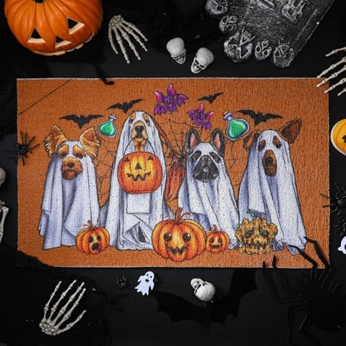 Drydiet Halloween Ghost Dog Doormat, Horrors House Coir Front Door Mat - Image 2
