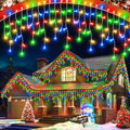 159 FT Christmas Lights Outdoor, 1458 LED Waterproof Outside Christmas Lights Plug in, Timer & Memory, 8 Modes Fairy Lights with 324 Drops for House Eaves Yard Patio Decorations, Multicolor by JIXXULVU