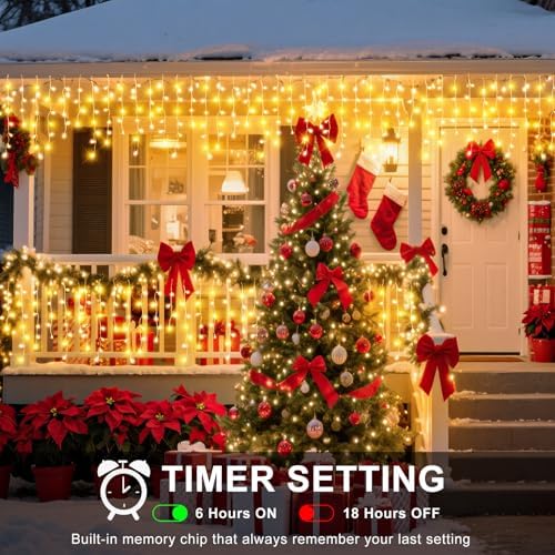 33FT 400 LED Icicle Lights for Outside, Warm White Christmas Lights Outdoor - Image 3