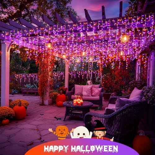 JMEXSUSS Orange and Purple Halloween Lights Outdoor, 400 LED 38.8 FT - Image 6