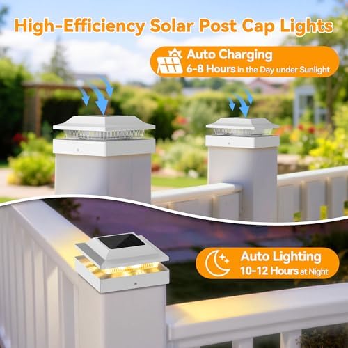 Solar Post Cap Lights for 4x4 Wood/Vinyl Posts, 2 Pack - Image 4