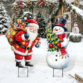 BRIGHTDECK 2 Pack Christmas Snowman Santa Yard Signs Outdoor Decorations by BRIGHTDECK