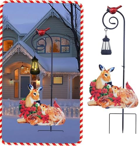 Deer Solar Lantern Garden Stake 29.5in Metal Christmas Yard Light by Unknown