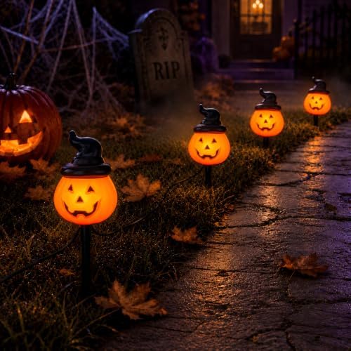 Halloween Pumpkin Pathway Lights Outdoor, 4PCS Jack O Lantern Pumpkin Light by Konictom