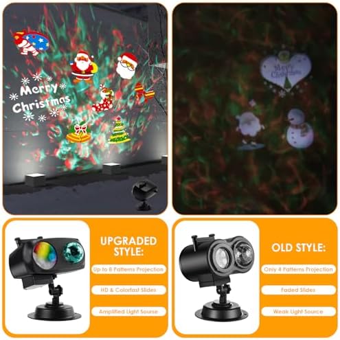Halloween Christmas Projector Lights Outdoor, Brighter 14 HD Slides (3D Ocean Wave+Patterns) Waterproof Outdoor Indoor Holiday Projector Lights for Yard Garden Light Show Xmas Halloween Decorations - Image 3