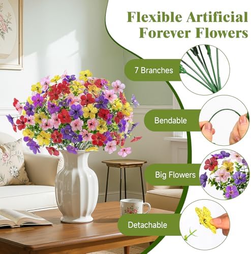Alupssuc 20 Bundles Artificial Flowers for Outdoor Indoor Decoration - Image 6