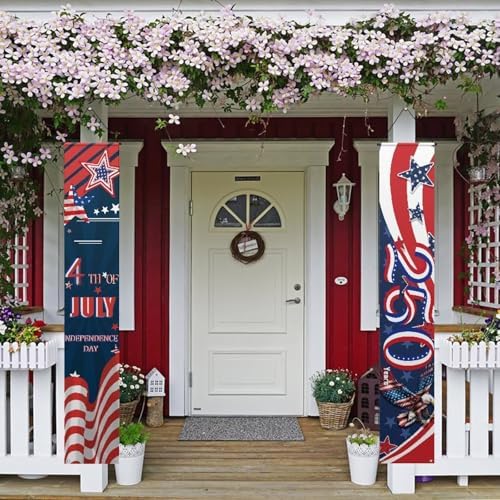 doginthehole 4th of July Decorations Porch Banner Sign Bald Eagle Front Door Decorative Hanging Flag Patriotic Door Banner 250th Anniversary USA Porch Decor Outdoor for Home 70.8x12.6 inch by doginthehole