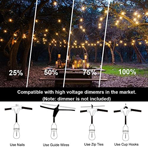 SUFEIMAS Outdoor String Lights Waterproof 100FT Commercial for Patio Market - Image 4