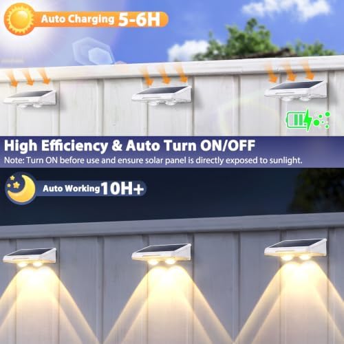 Brightever Solar Fence Lights White 12-Pack, 3 Modes (3000K/5000K/6500K) - Image 3