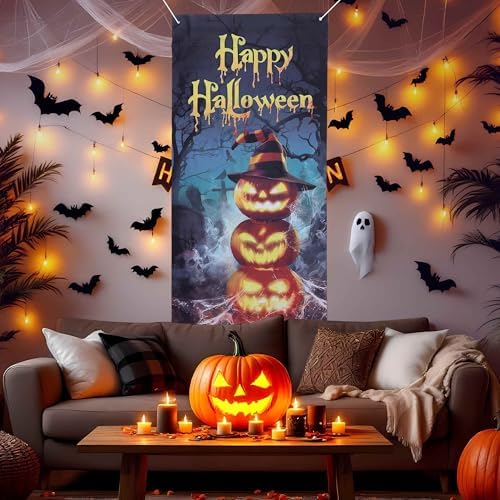Halloween Decorations Pumpkin Door Cover Decor for Front Door Porch Outdoor Decor Window Wall - Image 3