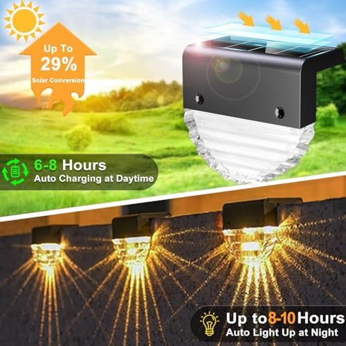 CREATESTAR Solar Fence Lights, Outdoor Deck Lights Solar Powered, IP65 Waterproof Solar Step Lights for Outside, Patio, Stairs, Garden, Pathway Decor, Warm White/Color Changing Lighting, 4 Pack - Image 4