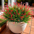 Artificial Faux Plants Flowers for Outdoor Decorations, Fake Monkey Grass for Outside Porch Patio, No Fade Realistic Greenery Plant, UV Resistant Artificial Bush Shrubs for Courtyard Window Garden by Ammyoo