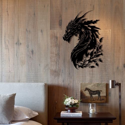 Black Metal Dragon Wall Art, 3D Medieval Decor for Men Cave, Fantasy Gift - Image 5