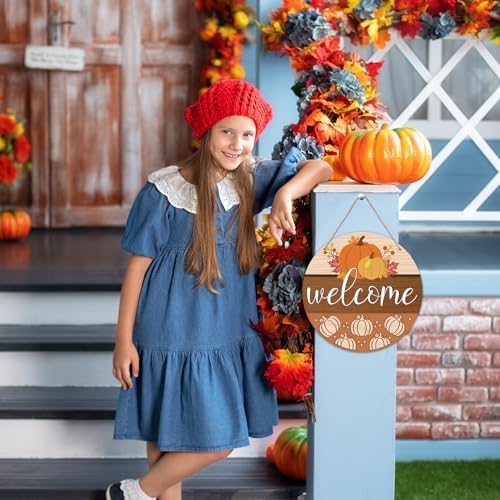 Fall Welcome Sign for Front Door, Maple Leaves Door Sign, Thanksgiving Wooden Hanging Decor for Porch Home Outdoor Indoor Office​Wall -B05 - Image 5