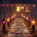 C9 Outdoor Halloween Pathway Lights - 19.5Ft Orange & Black Bulbs with 10 Stakes, Connectable Waterproof Markers for Yard, Lawn & Garden Decor by Doratale