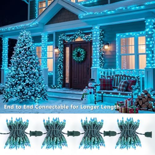 BrizLabs Teal Christmas Lights Outdoor 100 Count 19.7ft Incandescent Lights - Image 2