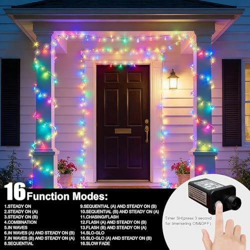 LAMPHOME 33ft 100 LED Christmas String Lights Plug in, Pastel Twinkle Fairy Lights with 16 Modes, Warm & Multicolor Colored Easter Outdoor Indoor Decorations for Spring Xmas Wedding Party - Image 5