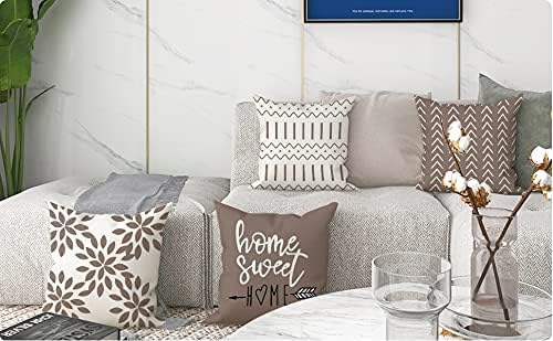 YCOLL Pillow Covers 18x18 Set of 4, Modern Sofa Throw Pillow Cover, Decorative Outdoor Linen Fabric Pillow Case for Couch Bed Car, Khaki - Image 7