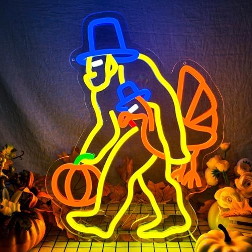 Thanksgiving Neon Sign Turkey Neon Sign with USB Powered Dimmable Led Pumpkin Lights for Home Bedroom Living Room Holiday Gift by zikdhf