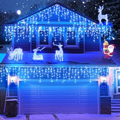 33FT Icicle Lights for Outside 400 LED Blue and White Christmas Lights - Image 5