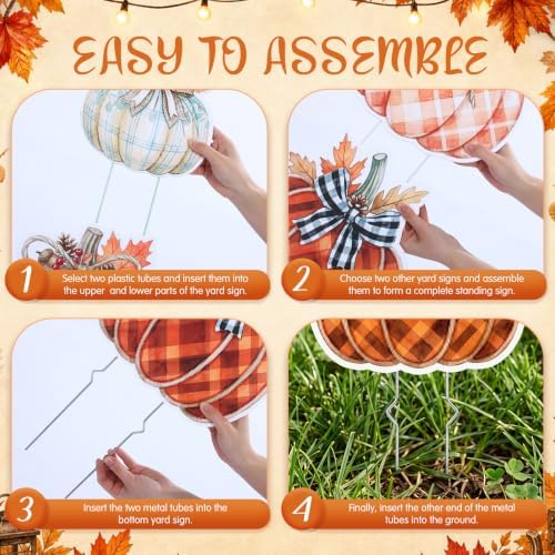 RattanView 6 Pack Outdoor Fall Thanksgiving Yard Signs Decorations Pumpkin Yard Stakes Front Porch Decor Autumn Harvest Garden Lawn Patio Signs for Fall Thanksgiving Day - Image 5