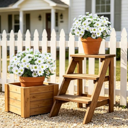 8 Bundles Artificial Daisy Flowers for Outdoors, UV Resistant Faux Daisy Mums for Outdoor Planters, Front Porch, Patio, Yard, Garden, Window Box Spring Summer Fall Decor, White - Image 6