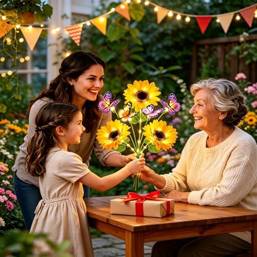 Solar Lights Outdoor Decorative, Upgraded 4 Pack Flowers with 16 Butterflies, Brighter Waterproof Garden Decor for Yard Lawn Pathway, Mom Women Grandma Gift - Image 4