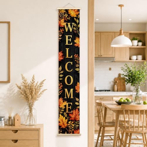 Fall Maple Leaf Welcome Porch Door Banner Wall Decorations 8x47 - Image 5