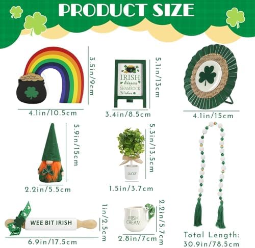St Patrick's Day Decoration for Home Office 8 PCS Tiered Tray Decor Set - Image 5