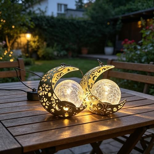 Moon Solar Lanterns Set, Hanging Outdoor Decor, Garden Gifts for Women - Image 2
