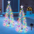 Dynaming 2 Pack Solar Spiral Christmas Trees with Multicolor Lights, 26" Outdoor Light Up Xmas Pathway Markers with Stake, Auto On/Off & Waterproof Lights for Winter Patio Yard Walkway Driveway Decor by Dynaming