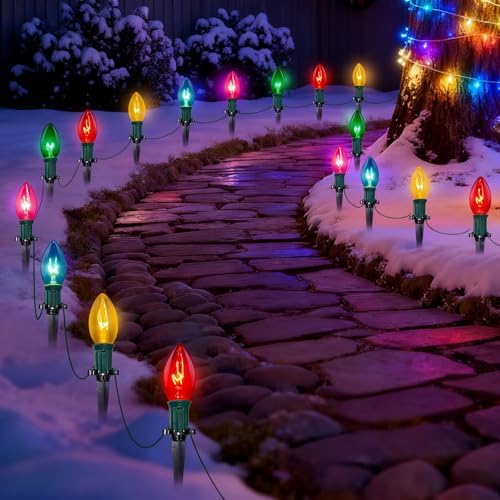 Christmas Pathway String Lights Outdoor, 38FT C9 Multicolor Pathway Lights by Pallerina